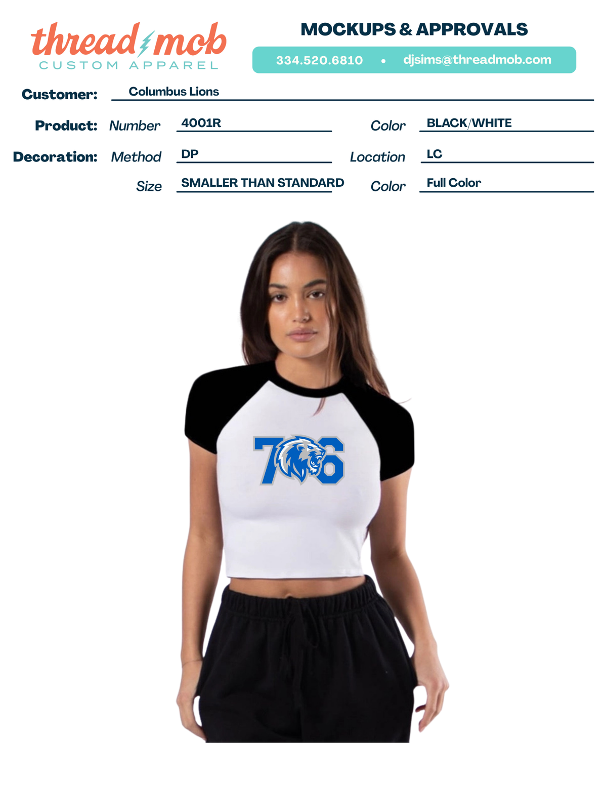 706 - Ladies Raglan Tee 4001R - Wht/Blk
