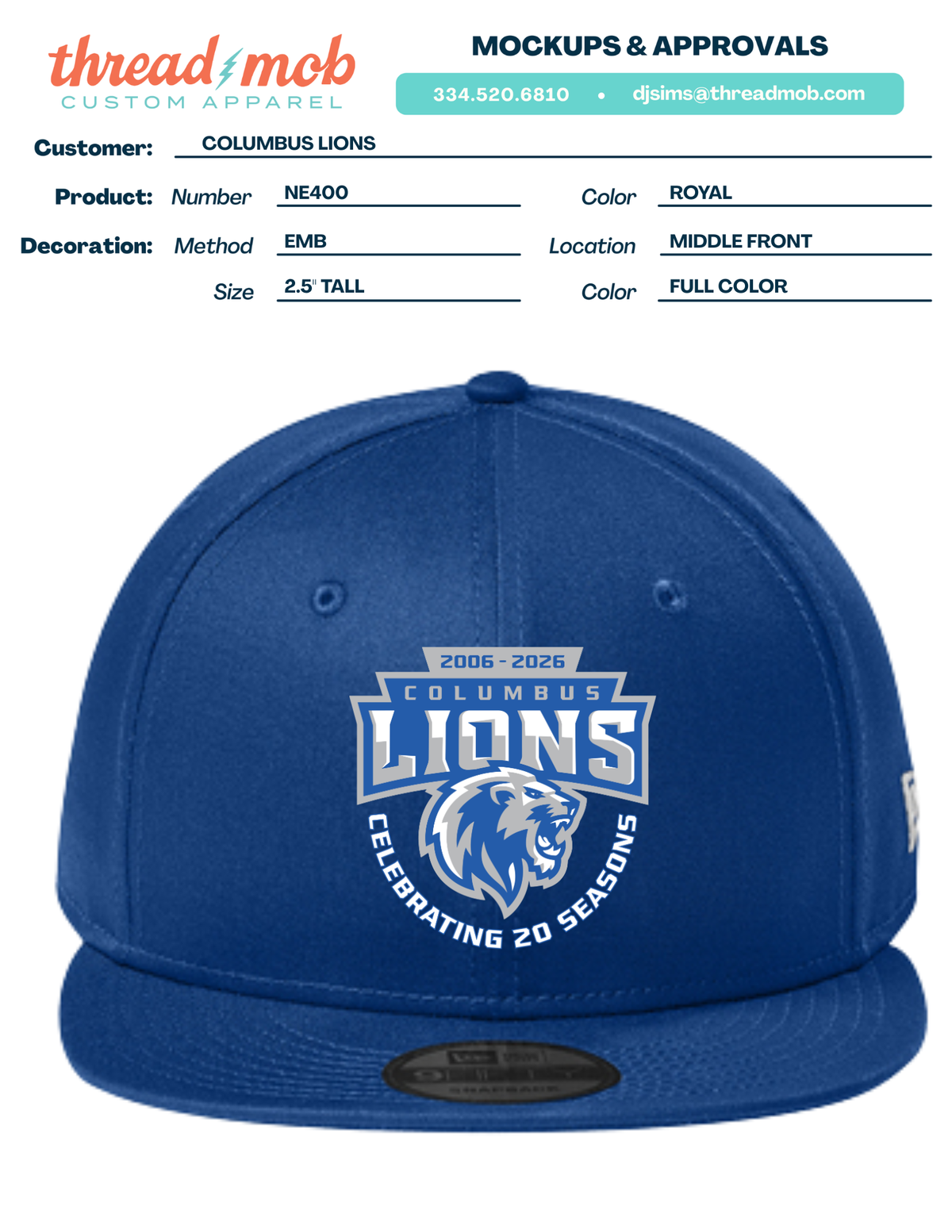 20th Season Hat - NE400 - Royal