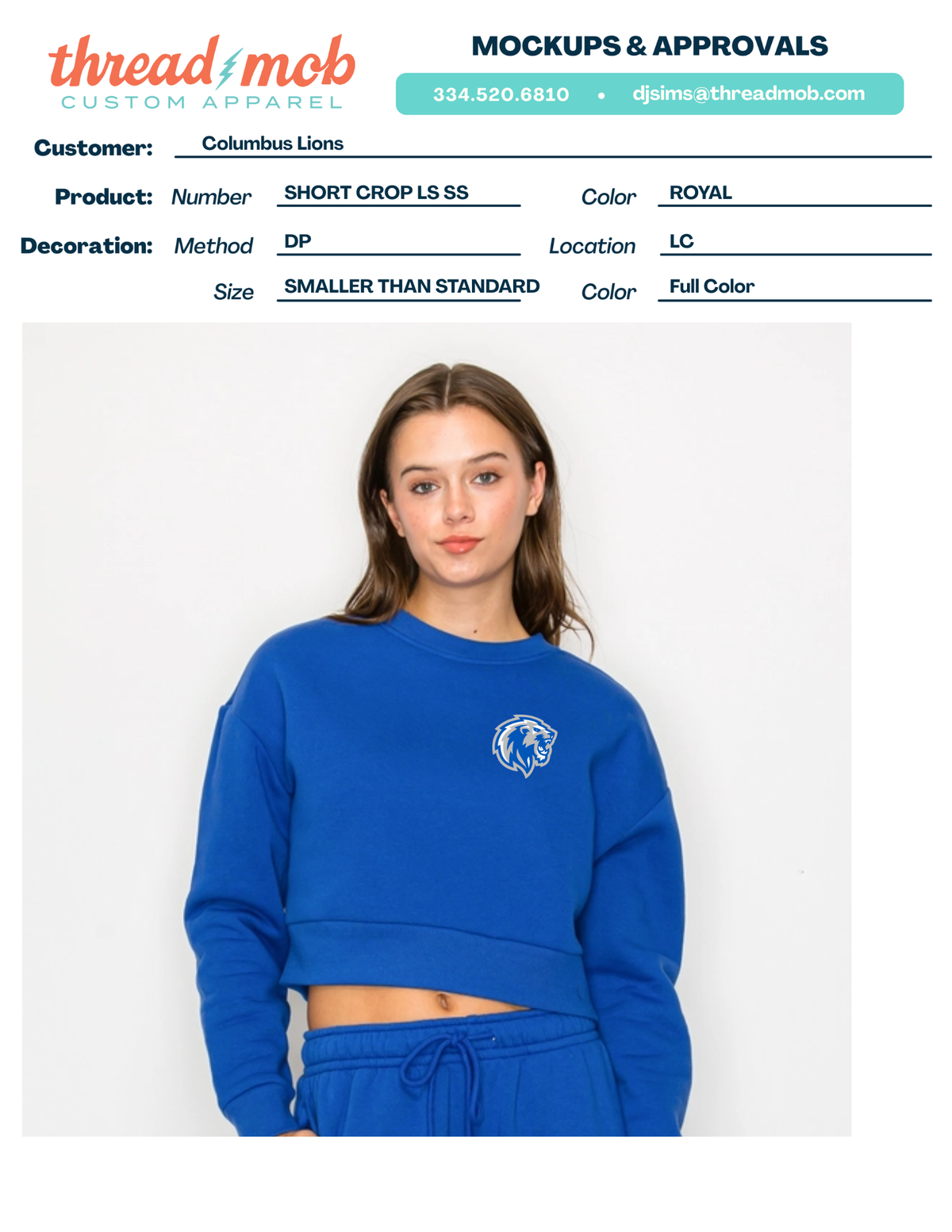 Lions Head - Cropped Sweatshirt - Royal
